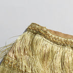 Fringe Layered High-Waisted Skirt – Black, Gold & White