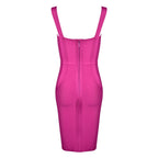 Fuchsia Pink Bodycon Midi Dress – Sleeveless V-Neck with Cross Front Detail For Summer Parties & Dates