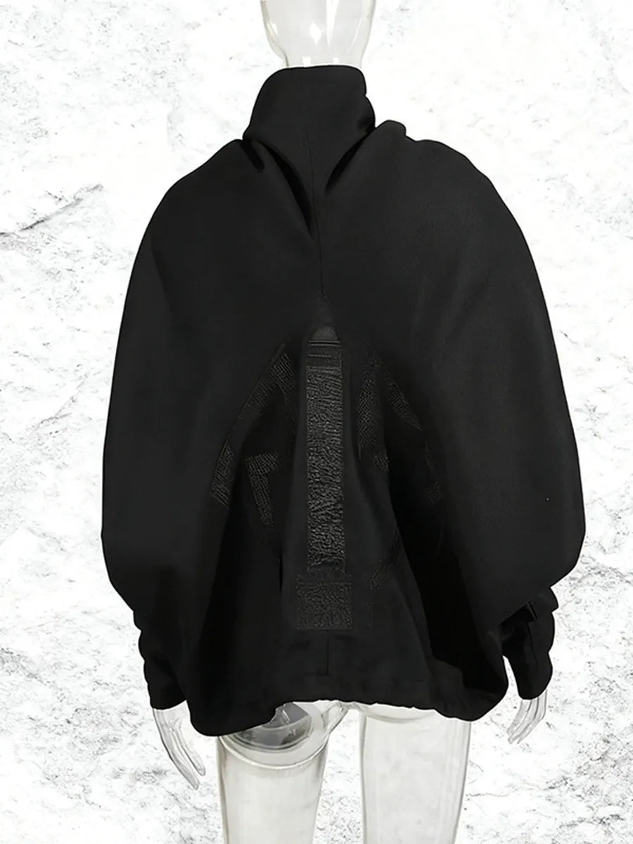 Funnel Neck Zip Jacket Women | Gold Hardware Drawstring Waist Utility Coat