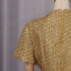 Tweed Party Dress | Short Sleeve Pearl Button Mini Dress