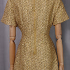 Tweed Party Dress | Short Sleeve Pearl Button Mini Dress