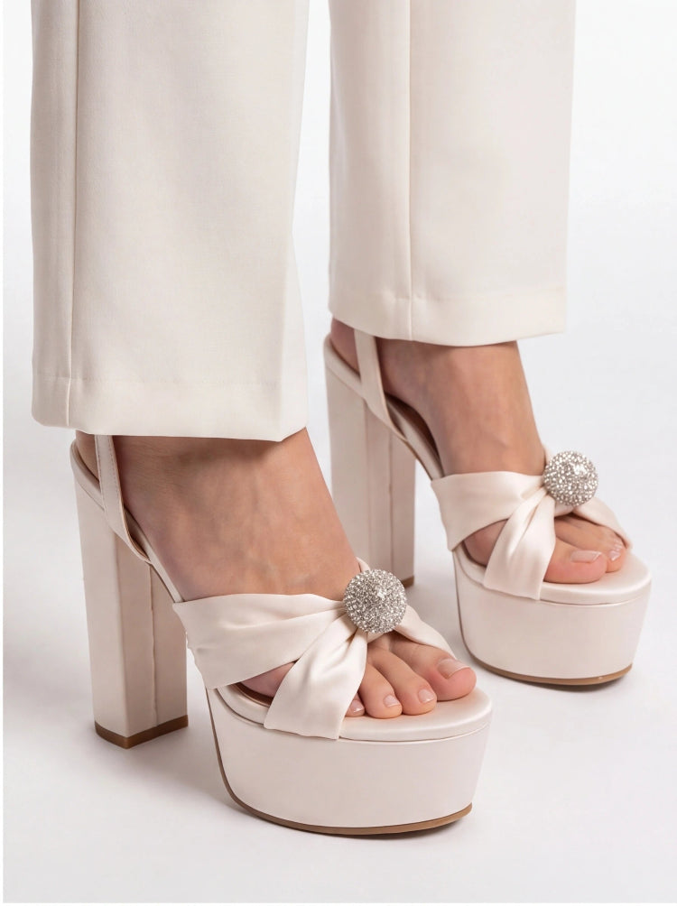 Ivory Satin Platform Heels