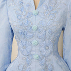 Elegant Formal Dress Set - Floral Embroidery Peplum Top Maxi Skirt