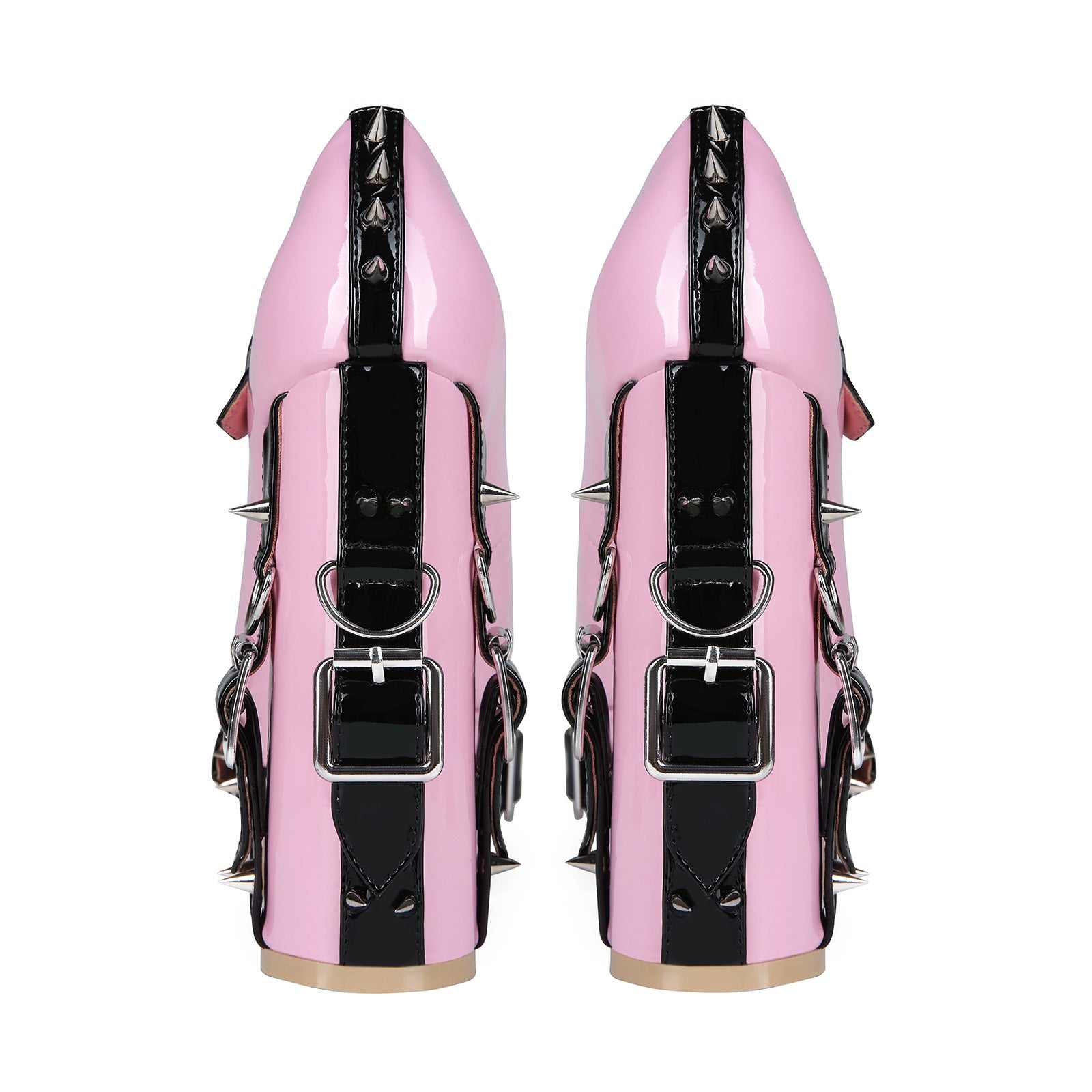 Women's Y2K Platform Mary Jane Heels - Ultra High Chunky Block Heel Pumps with Chain Rivet Buckle, Kawaii Punk Gothic Lolita Cosplay Shoes - Styeenigma