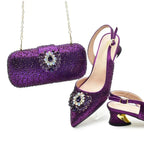 Rhinestone High Heel Shoes & Gemstone Hardbox Bag Set - Styeenigma
