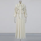 Embroidered Two-Piece Set – Rhinestone Detailing Sleeveless Dress & Jacket - Styeenigma