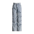 Street Style Floral Patchwork High Waist Straight Denim Jeans - Styeenigma