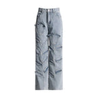 Street Style Floral Patchwork High Waist Straight Denim Jeans - Styeenigma
