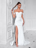 Off-the-Shoulder Mermaid Long Prom Dress with High Slit - Styeenigma
