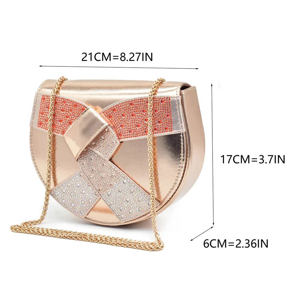 Peep Toe Rhinestone High Heel Sandals & Matching Bag Evening Set - Styeenigma
