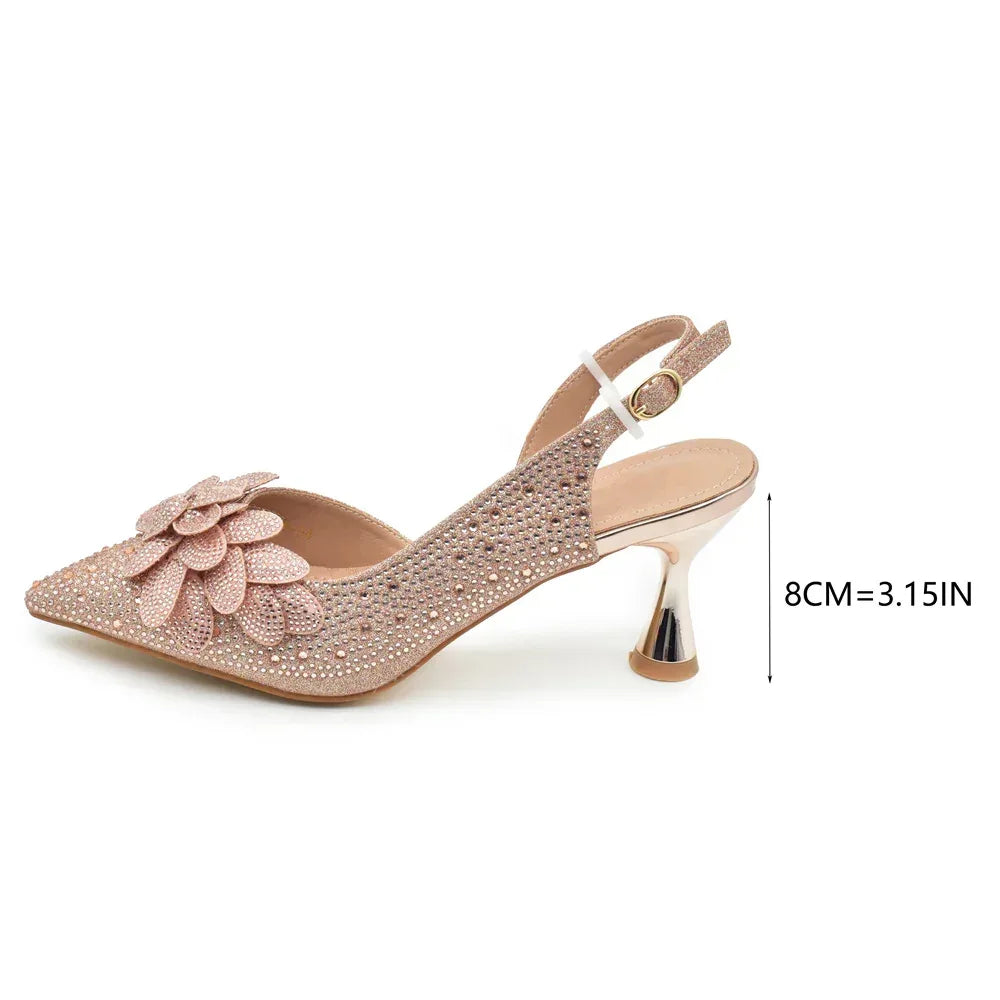 Leaf Appliqué Party Shoes & Matching Bag with Stiletto Heel - Styeenigma