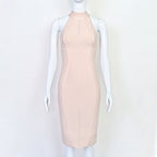 High Neck Bodycon Midi Dress – Sleeveless Perfect  for Cocktail, Date & Evening Wear
