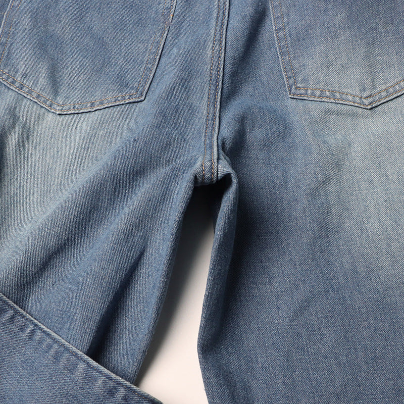 Detachable Ribbon Patchwork High-Waist Straight-Leg Jeans Denim Pants