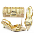 Diamond Pointed Toe Heels & Evening Bag With Rhinestone Set - Styeenigma