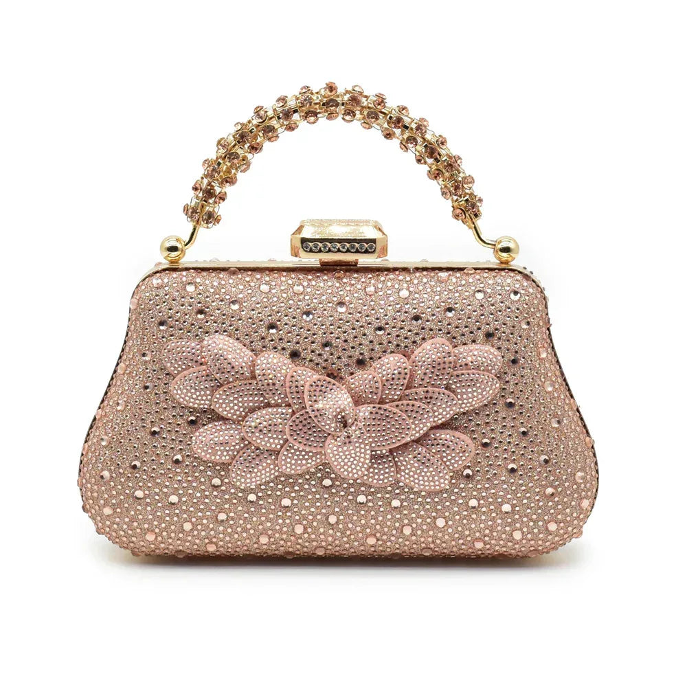 Leaf Appliqué Party Shoes & Matching Bag with Stiletto Heel - Styeenigma