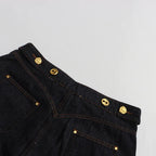High Waist Rivet Button Straight Wide-Leg Denim Jeans Pants for Women - Styeenigma