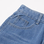 High Waist Lace Patchwork Straight-Leg Denim Pants for Women