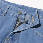High Waist Lace Patchwork Straight-Leg Denim Pants for Women