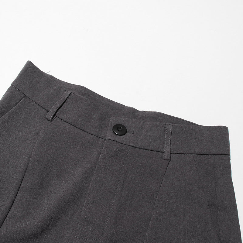 High-Waist Slim Fit Trousers – Elegant Grey Pants For Women