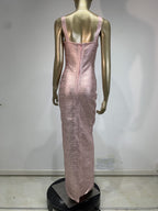 Slinky Metallic Bodycon Maxi Dress | Women's Sleeveless U-Neck Stretchy Evening Gown