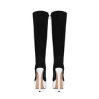 Women’s Black White Knee High Platform Stiletto Sneaker Boots Lace Up High Heel Boots