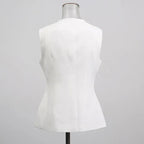 Women’s Sleeveless Irregular Hem Round Neck Button Camisole - Styeenigma