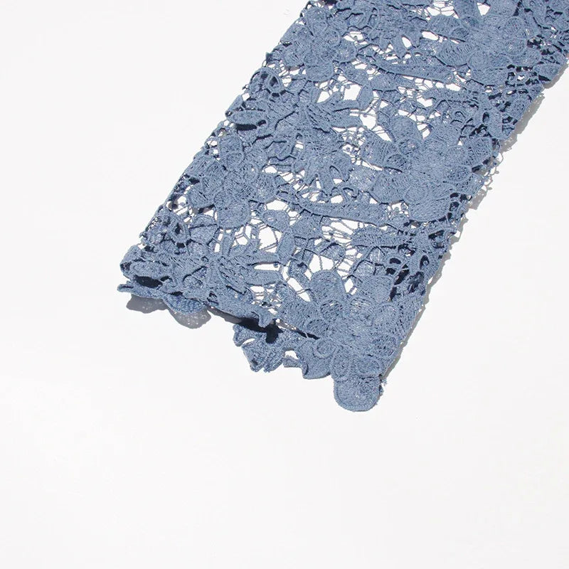 High Waist Lace Patchwork Straight-Leg Denim Pants for Women