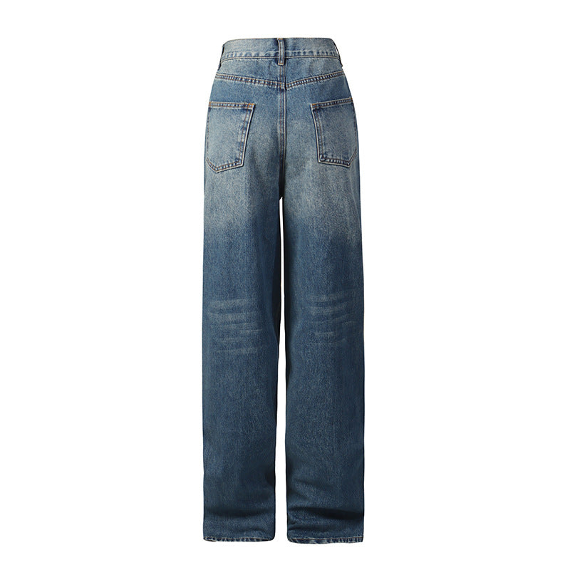 Vintage Wide-Leg Jeans for Women – Retro Loose Fit, Blue Denim Pants