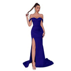 Off-the-Shoulder Mermaid Long Prom Dress with High Slit - Styeenigma