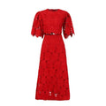 Elegant Two-Piece Set – Embroidered Hollow-Out Crewneck Top & High-Waist Skirt - Styeenigma