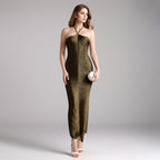 Sleeveless Halter Fringe Maxi Dress – Women’s Summer Bodycon Evening Gown