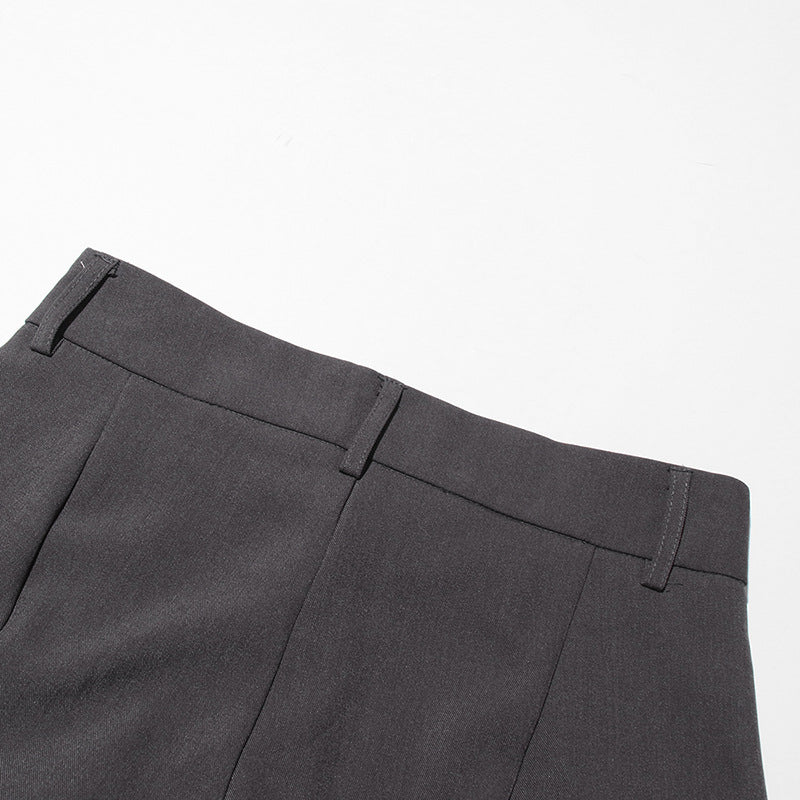 High-Waist Slim Fit Trousers – Elegant Grey Pants For Women