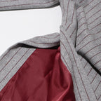 Vintage Lazy Style Grey Striped Irregular Design Blazer for Women. - Styeenigma