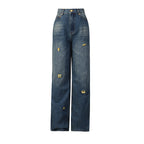 Vintage Wide-Leg Jeans for Women – Retro Loose Fit, Blue Denim Pants