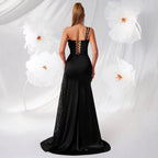 Single Shoulder Sequin Prom Dress with High Slit – Long Evening Gown - Styeenigma