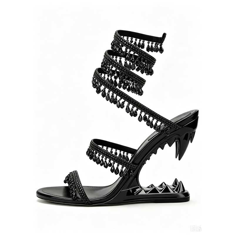 Rhinestone Gladiator Heels – Strappy Spike Heel Sandals for Women - Styeenigma