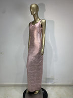 Slinky Metallic Bodycon Maxi Dress | Women's Sleeveless U-Neck Stretchy Evening Gown
