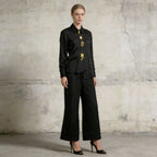 Vintage Style Women’s Shirt and Wide Leg Pants Set - Styeenigma