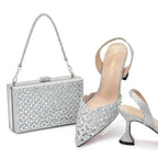 Pointed Toe Sequin Slip-On Stiletto Shoes & Matching Bag Set - Styeenigma