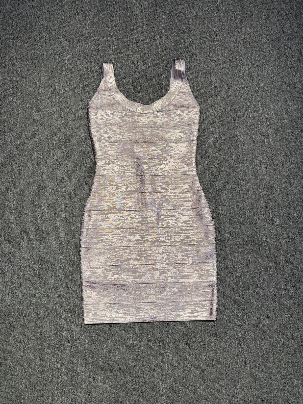 Shimmering Metallic Mini Dress - Sleeveless U-Neck Bandage Party Dress for Women