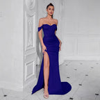 Off-the-Shoulder Mermaid Long Prom Dress with High Slit - Styeenigma