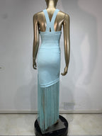V-Neck Sleeveless Fringe Midi Dress | Beach Vacation Cover-Up & Summer Party Dress