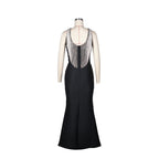 Backless Chain Fringe Bandage Evening Dress – Bodycon Long Formal Gown in Black - Styeenigma