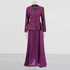 Elegant Two-Piece Set – 3D Embroidered Jacket & High-Waist Pleated Skirt - Styeenigma