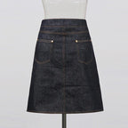 High Waist Single-Row Gold Button Denim A-Line Mini Skirt for Women - Styeenigma