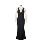 Backless Chain Fringe Bandage Evening Dress – Bodycon Long Formal Gown in Black - Styeenigma
