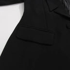 Women’s Black Suit Two-Piece Set – Rhinestone Blazer & High-Waist Straight Leg Pantsuit - Styeenigma