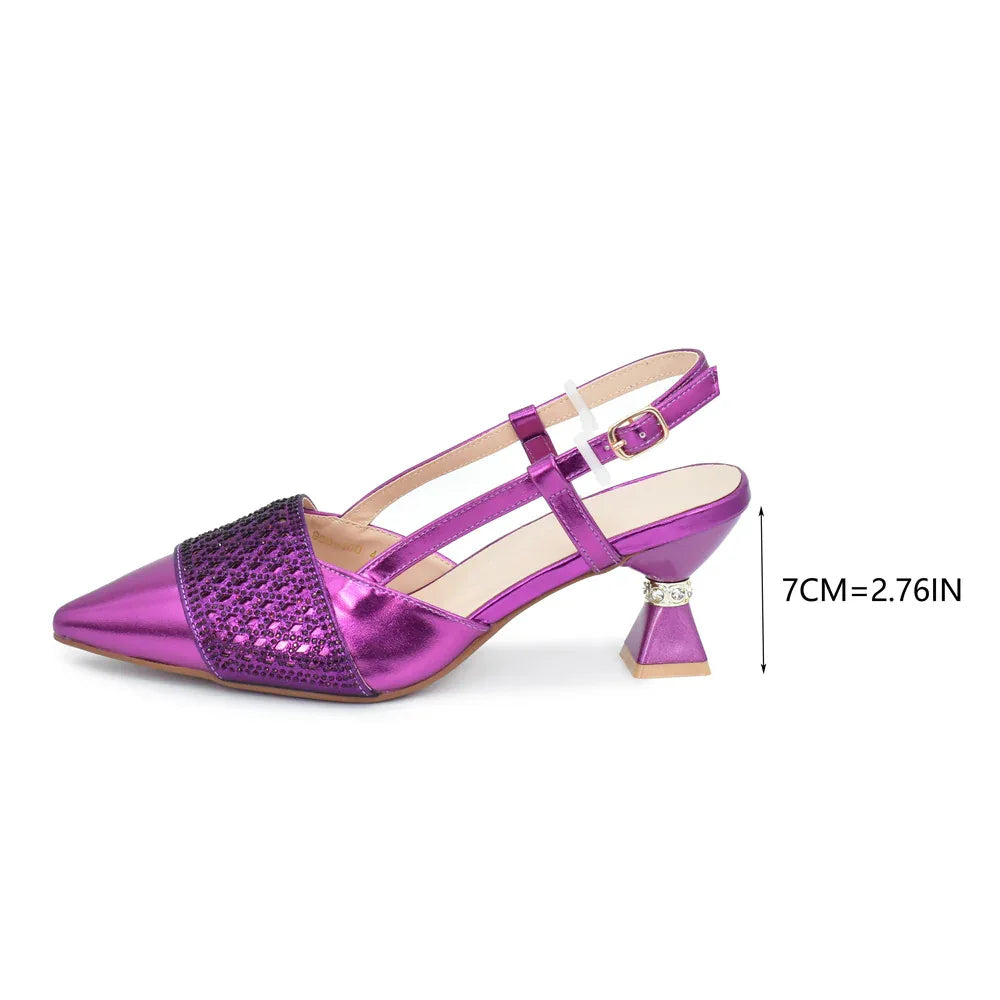 Pointed Toe Rhinestone Stiletto Sandals & Bag Bridal Set - Styeenigma