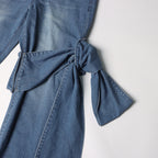 Detachable Ribbon Patchwork High-Waist Straight-Leg Jeans Denim Pants