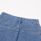 High Waist Lace Patchwork Straight-Leg Denim Pants for Women